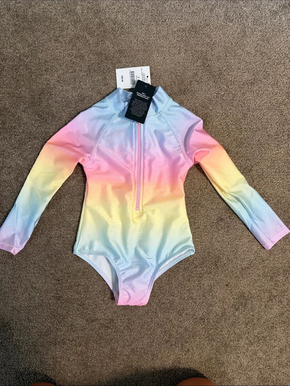 Toddler Long-Sleeve Ombre Rainbow One-Piece Swimsuit from Cotton On